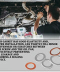 Mechanic using Oil Drain Plug Gasket Kit 100 Pcs Crush Washers M10 M12 M14 M16 M18 Aluminum Copper Seals for leak-free seal