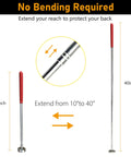 Telescoping Magnetic Pickup Tool 40 Inch Extendable Magnet Stick With 35 Lb Pull showing 10 to 40 inch extension range, red handle