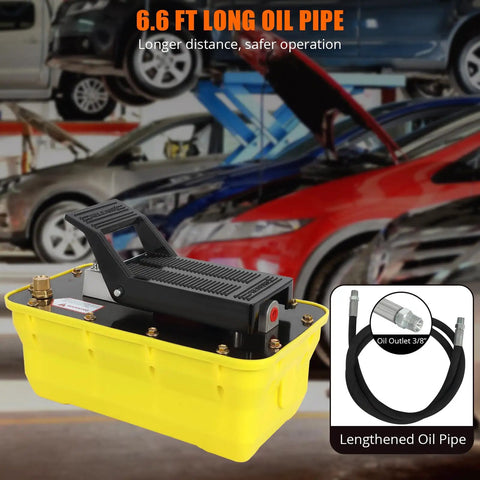 No Sweat Heavy Duty 10000 Psi Air Hydraulic Pump With 2.3L Half Gallon Tank, 3/8 Inch Outlet, 1/4 Inch Inlet, 6.6 Foot Hose, Killer Shop Press And Automotive Workhorse