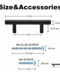 Diagram showing dimensions of 15 Pack Black Cabinet Handles 5 Inch Stainless Steel Drawer Pulls With Precise Hole Spacing And Included Screws