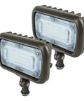 Two Pack LED Wall Wash Flood Light Set Outdoor 30W Die Cast Aluminum Bronze Weatherproof Landscape Lighting With 2695 Lumens At 3000K Warm White 120 To 277V Half Inch Knuckle Mount Ideal For Yard Wall Garden Sign Lighting, showing two bronze lights with clear lenses on knuckle mounts