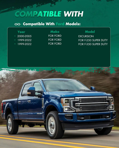 Blue Ford Super Duty truck compatible with 1 Inch Front Leveling Lift Kit For Ford F 250 F 350 Super Duty 1999 2018