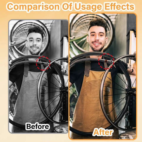 Before and after effects of 96 Pcs Bike Tire Patches Not Self Adhesive Rubber Patch For All Inner Tubes Outdoor Cycling Repair