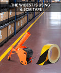 Heavy Duty Floor Tape Applicator For Driveways And Warehouses With Manual Push Marking Tool Non Slip Grip Adjustable Pressure Reusable Tape Roller Workhorse Includes Three Refill Rolls For Aisles And Sports Courts, orange ABS tape roller with 6.5cm tape