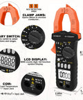 Bluetooth Digital Multimeter With Clamp On Meter 7200APP TRMS 6000 Counts featuring rotary switch and LCD display