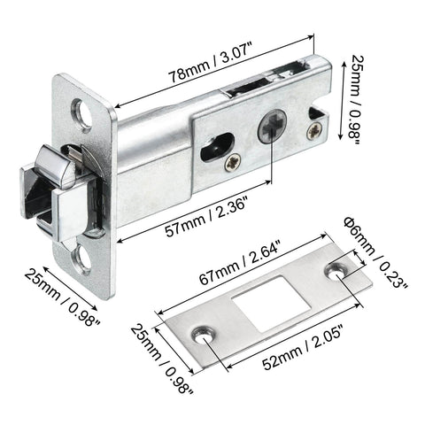 Recessed Pocket Door Lock with Two Sided Privacy Latch for Bathroom Bedroom Barn Doors, Invisible Sliding Door Hardware, Silver Finish