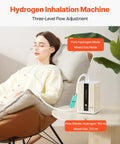 Person using Hydrogen Inhalation Device with 99.99 percent purity and separation technology 225 mL per minute dual port inhaler