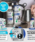 Universal Milk Frother Cleaner For All Coffee Machines Just Add Water No Fuss Deep Clean Milk Systems Steam Wands And Dairy Components Removes Milk Residue Extends Equipment Life Keeps Your Coffee Tasting Fresh. 200ml bottle and cleaner pack