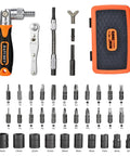 Set with 180 Degree Adjustable Ratchet Screwdriver And Wrench Set With Bit Kit Flexible Shaft Extension Metric Socket