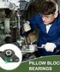 Half Inch Bore Self Aligning Pillow Block Bearing With Solid Cast Iron Base And Chrome Steel Flange Mount, Industrial Grade ABEC3 Precision, Includes Grease Nipple Cap And Wrench, Heavy Duty Mount used on a drill press
