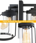 Two Pack Matte Black Outdoor Wall Lights With Clear Glass For Front Door, Garage, And Yard, Rustproof Farmhouse Style