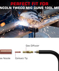 Rugged MIG Welder Accessory Kit For Lincoln Magnum 100L And Tweco Mini Gun with 0.035 Inch Contact Tips and Gas Diffuser