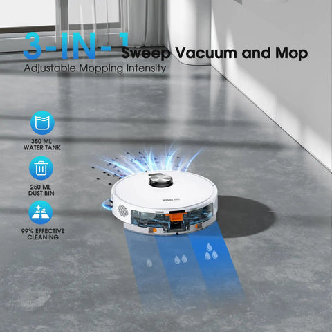 Self Emptying Robotic Vacuum And Mop With 75 Day Hands Free Self Emptying Dustbin LiDAR Mapping cleaning hard floors
