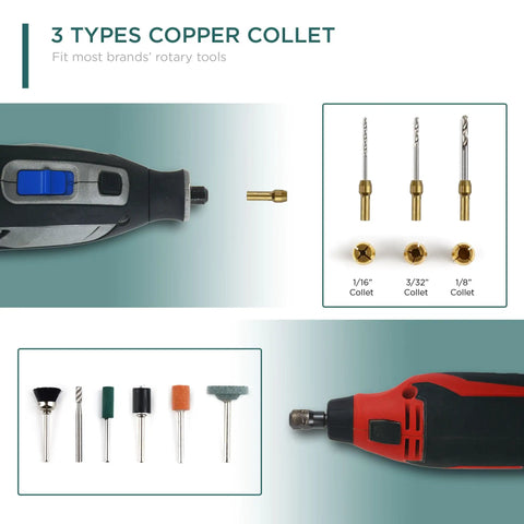 Badass 508 Piece Rotary Tool Accessories Kit Featuring Hella Tough Carbide Bits Ceramic Discs with 3 types of copper collets.