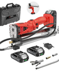 Two In One Electric Grease Gun Kit With 10000 Psi Power Cordless Design, seen with dual batteries, quick release coupler