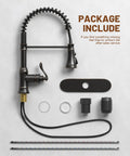 Oil Rubbed Bronze Kitchen Sink Faucet With Pull Down Sprayer, 3 Spray Modes, Solid Brass Commercial Single Handle High Arc Design Package