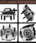Front Wheel Hub And Bearing Assembly For Ford F-150 Heritage 2004 2005 4WD 6 Lug With ABS Sensor shown in multiple angles.