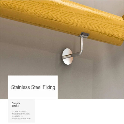 Premium Wood Stair Handrail With Non Slip Grip Wall Mounted Safety Railing For Indoor Outdoor Use Badass Support For Toddlers And Elders Top Shelf Build Smooth European Look 400 Cm Long stainless steel fixing support