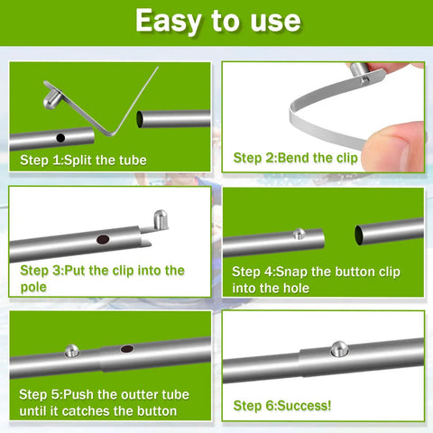 Step-by-step guide for 16 Pieces Canopy Push Button Clips Stainless Steel V Shaped Tent Pole Clips 8 Mm Spring Button Locks