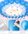 200 Pack Balloon Glue Dots Removable Clear Double Sided Adhesive Dots For Balloons Craft Weddings And Parties Easy Peel 12mm Diameter Includes Two Rolls showing blue balloons attached to ceiling with glue dots in use