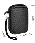 Rugged 2.5 Inch External Hard Drive Case Organizer Box Fits Seagate WD Elements Toshiba Canvio UnionSine Portable HDDs 1TB To 4TB SD Card And USB Drive Holder Box Only, black with wrist strap and dimensions shown