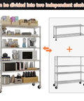 Heavy Duty Wire Shelving Unit 82 Inches Tall Featuring Adjustable Steel Racks That Split Into Independent Multi Tier Storage Organizers No Sweat Assembly For Garage Or Basement with various kitchen items.