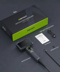 Articulating Borescope 210 Degree Two Way Slim 0.22-Inch Probe Endoscope with accessories including USB cable and manual.
