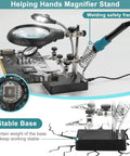 Soldering Station With Magnifier Light 2.5X 7.5X 10X Desktop Hands Free Handy Magnifying Glass With Stand And Alligator Clip Tool.