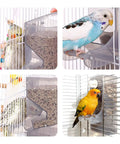 Tough As Nails No Mess Bird Cage Feeder Crack Resistant Seed Catcher with parakeets and cockatiels using in gray shade.