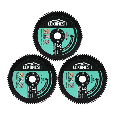 Three Inch HSS Circular Saw Blade Pro Grade With 72 Teeth For Wood Copper Aluminum Plastic And Soft Metal, 75mm And 1.0mm Thick, Three Eighths Inch Bore, Fast Clean Cuts At 11000 To 19000 RPM