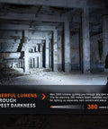Person using PD36R Pro Dual Battery Bundle 2800 Lumen USB C Rechargeable Tactical Flashlight in dark, structural area