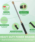 Hydro Jet High Pressure Hose Nozzle For Garden Hose With Power Washer Wand Includes 2 Nozzles Fan And Linear And Quick Connectors