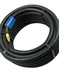 50 Foot 3/8 Inch Rubber Air Hose With 1/4 Inch Male NPT Solid Brass Ends Air Compressor Line 250 Psi coiled for easy storage.