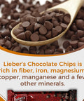 Vegan Semi Sweet Real Chocolate Chips For Baking Three 9 Oz Bags Gluten Free Dairy Free Kosher Parve Low Calorie Chips For Cookies And Desserts Totally Great For Snacking shown with wooden spoon and nutritional info