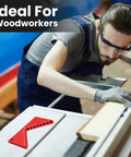 Heavy Duty Aluminum Table Saw Height Gauge For Dead On Cutting Heights on a table, ideal for woodworkers, vivid red finish.
