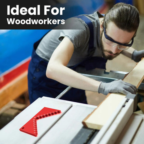 Heavy Duty Aluminum Table Saw Height Gauge For Dead On Cutting Heights on a table, ideal for woodworkers, vivid red finish.