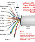 Wiring diagram and specifications for a controller in the 48V 1000W Brushless DC Motor Kit with 3500RPM for go karts and e-bikes.