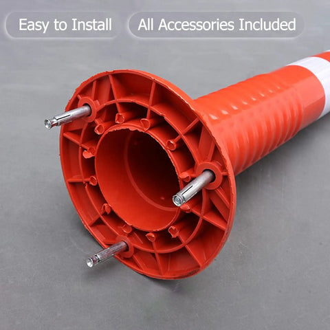 Deadly Tough Traffic Delineator Posts, 17 Inch Flexible Pu Plastic Safety Cones With High Viz Reflective Rings For Highway Street Driveway Job Sites, Bumper Guard Parking Caution Pillars With Mounting Screws 5 Pack Black