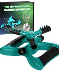 Rotating Garden Sprinkler With 3 Adjustable Arms Stable Weighted Base 360 Degree Coverage Expandable Connection For Lawn And Yard Watering Durable ABS Plastic Sprinkler.