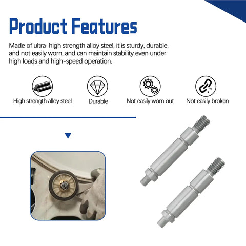 Heavy Duty Dryer Drum Roller Shaft Kit Fixing Rattling Fast With Solid Build For Slick Rotation Easy Swap W10359269 W10359270 features high strength alloy steel material.