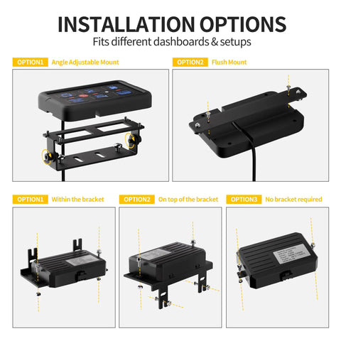 Installation options for 6 Gang RGB Backlit Rocker Switch Panel Kit With Control Box For 12V And 24V Vehicles