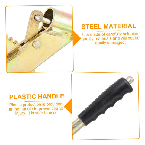 Close-up of Heavy Duty Mechanical Trailer Brake Lever Replacement Handle For Rv And Travel Trailer showing steel material and plastic handle details.
