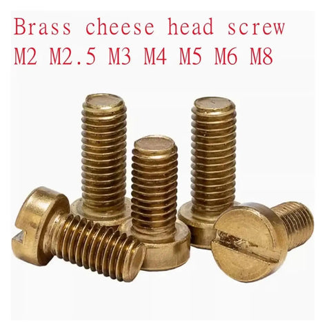 Hotrod Grade Brass Cheese Head Screws With Smooth Slotted Drive For Hardcore Woodworking Builds And Easy DIY Fixes DIN84 Metric Machine Fasteners M2 M2.5 M3 M4 M5 M6 M8