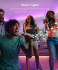 People enjoying music with 150Ft LED Strip Lights Kit With App Control And IR Remote, RGB Color Changing, Music Sync.