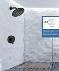 8 Inch Round Rainfall Shower Head Matte Black Shower Faucet Set With SUS304 Stainless Steel Trim Kit, Single Handle Valve, Wall Mount System With Female Thread Connections
