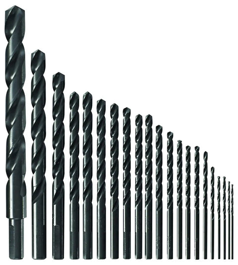 21-Piece Black Oxide Drill Bit Set With Case For Wood Metal And Plastic, Split-Point Bits For No-Skate Clean Starts, Heavy-Duty Coating For Longevity, Ideal For Light-Gauge Metal And General Drilling Projects