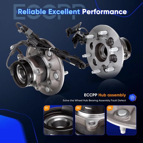 Beefed-Up Front Left Wheel Hub And Bearing Assembly For Chevy Colorado GMC Canyon Isuzu I-350 I-370 4WD 6 Lug With ABS OE Quality 515110 Direct Fit Replacement Ready To Install