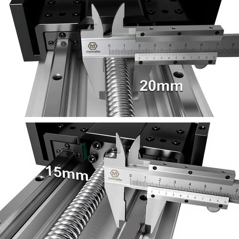 Measurement of 2005 ballscrew on Beefy Heavy Duty Linear Rail Guide System Dustproof 265 Lb Load 8 Inch Stroke 200mm Travel 2005.
