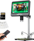 4K 60FPS HDMI Digital Microscope With 10.1 Inch Screen For Soldering And Coin Work Real Time Live View Pro Grade Picture Quality And Built In Microphone For Audio And 4K Video, HDMI screen on boom stand