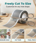 Heavy Duty Window and Door Screen Repair Patch Kit with Self Adhesive Fiberglass Mesh being cut with scissors